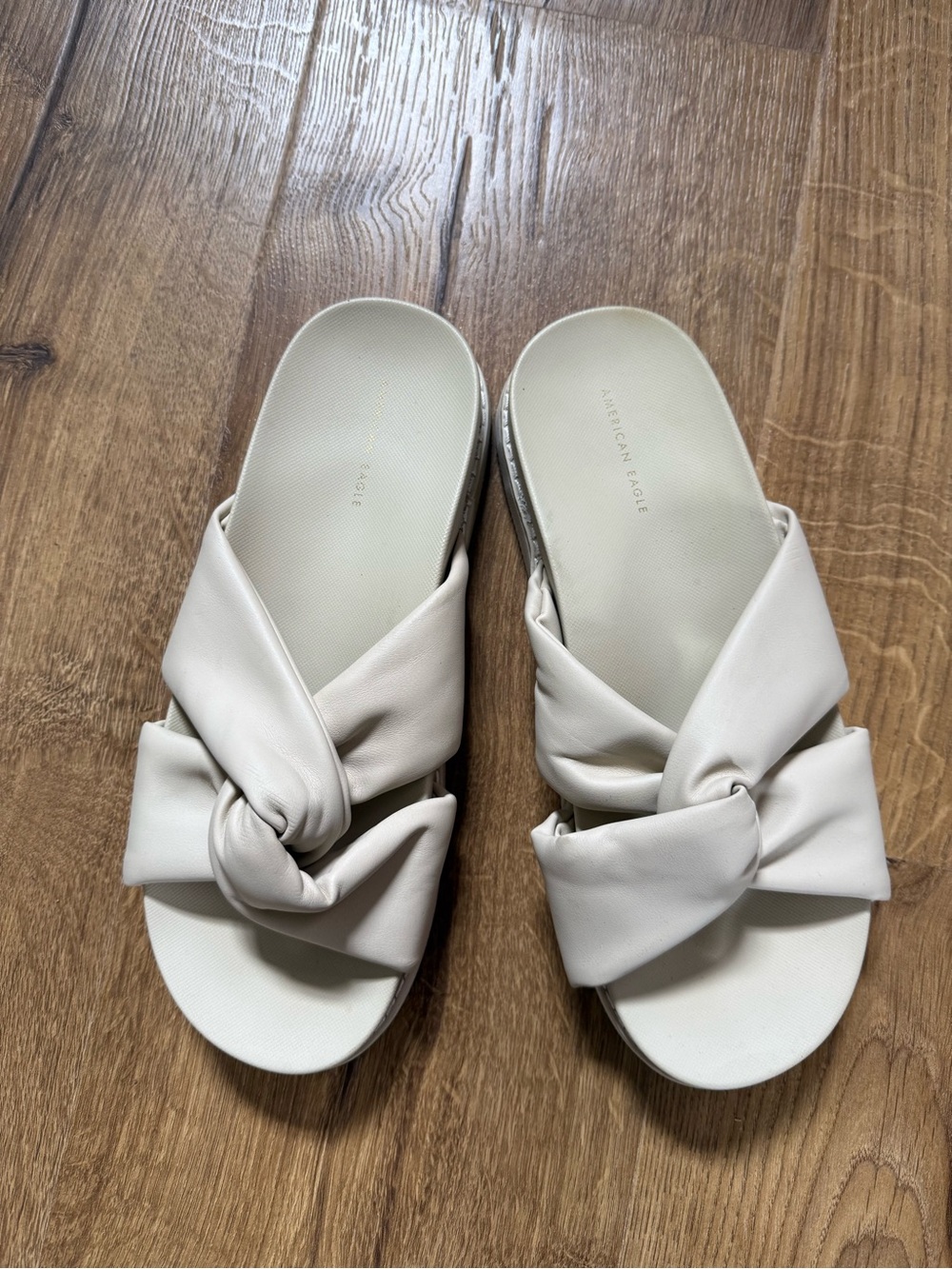 American Eagle Outfitters Cream Knotted Slide Sandals